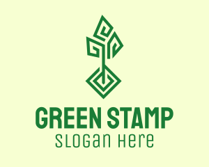 Green Geometric Tree logo design