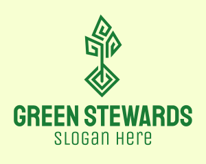 Green Geometric Tree logo design