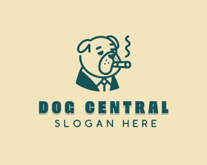 Smoking Pitbull Dog logo design