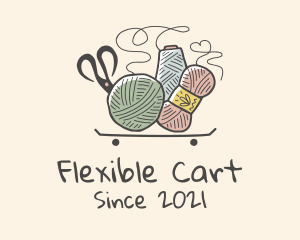 Crochet Yarn Scissor Cart logo design