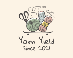 Crochet Yarn Scissor Cart logo design