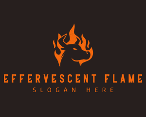 Flame BBQ Bull logo design