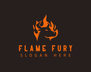 Flame BBQ Bull logo design