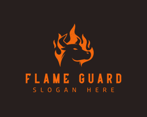 Flame BBQ Bull logo design