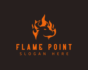 Flame BBQ Bull logo design