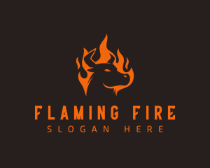 Flame BBQ Bull logo design