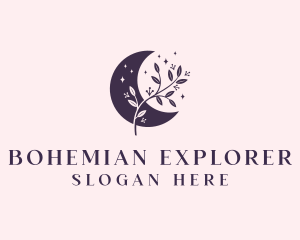 Bohemian Floral Moon logo design