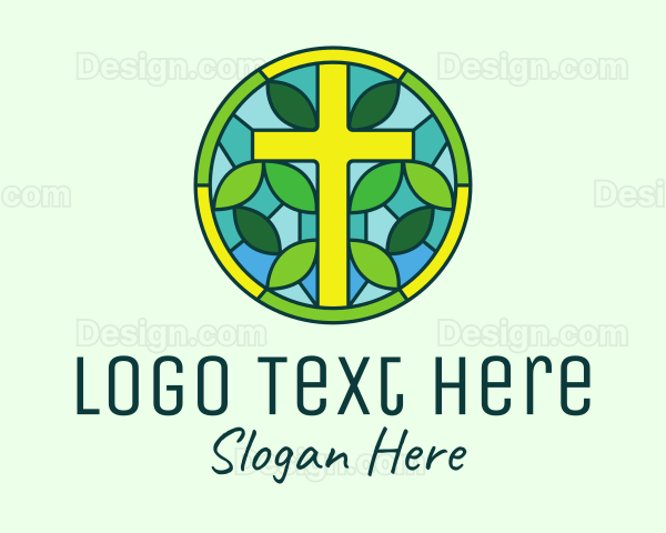 Herbal Cross Stained Glass Logo