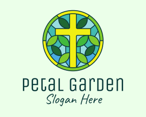 Herbal Cross Stained Glass logo design