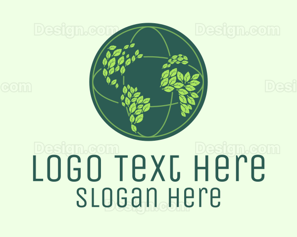 Eco Leaf Globe Logo