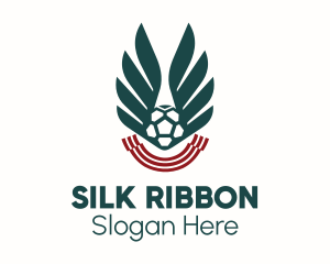 Soccer Ball Wing Ribbon logo design