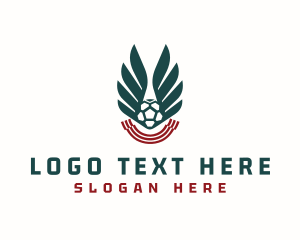 Soccer Ball Wing Ribbon logo