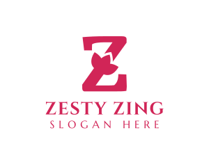 Pink Letter Z Flower logo design