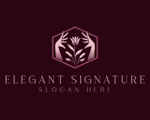 Elegant Floral Hand  logo design