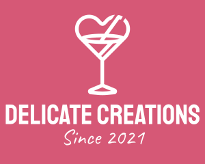 Heart Martini Glass  logo design