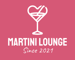 Heart Martini Glass  logo design