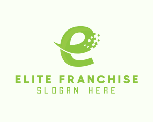 Green Digital Ecommerce Letter E logo design