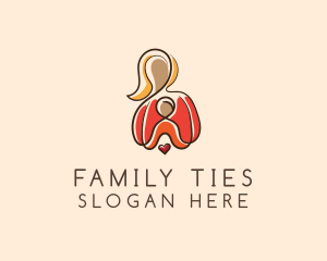 Mother Child Heart Family logo design