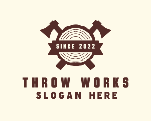 Wood Lumber Axe logo design