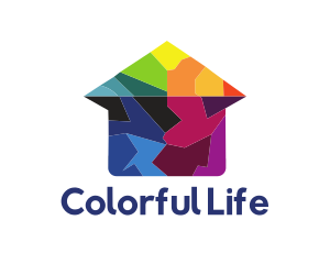 Colorful House Puzzle logo design