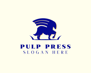 Blue Pegasus Horse logo design