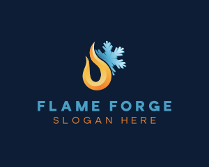 3D Flame Snowflake logo design