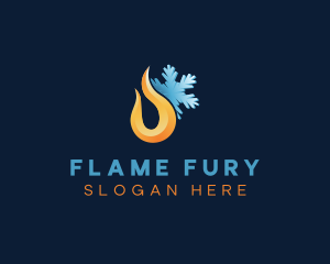 3D Flame Snowflake logo design