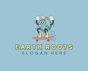 Planet Earth Skateboarder logo design