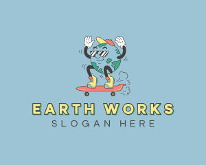 Planet Earth Skateboarder logo design