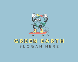 Planet Earth Skateboarder logo design