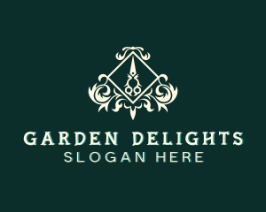 Scissors Gardening Plant logo design