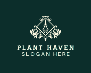 Scissors Gardening Plant logo design