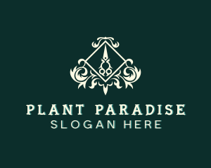 Scissors Gardening Plant logo design