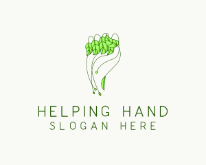 Hand Leaf Plant logo design