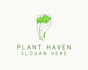 Hand Leaf Plant logo design