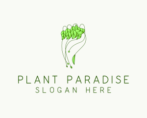 Hand Leaf Plant logo design