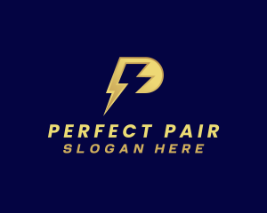 Lightning Electricity Letter P logo design