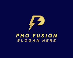 Lightning Electricity Letter P logo design