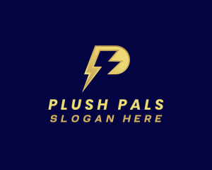 Lightning Electricity Letter P logo design