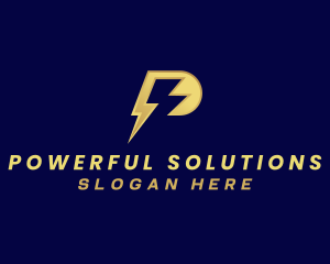 Lightning Electricity Letter P logo design