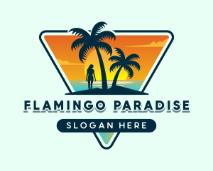 Beach Ocean Sunset logo design