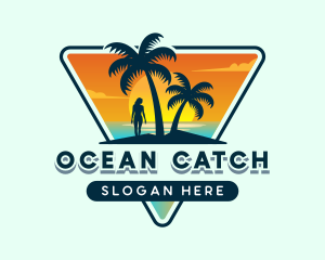 Beach Ocean Sunset logo design