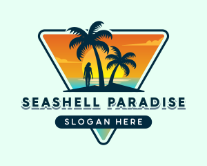 Beach Ocean Sunset logo design