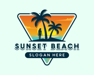 Beach Ocean Sunset logo design