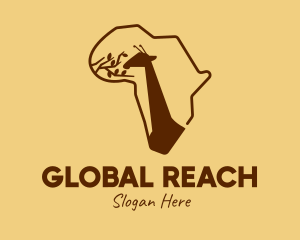 Giraffe Africa Map logo design