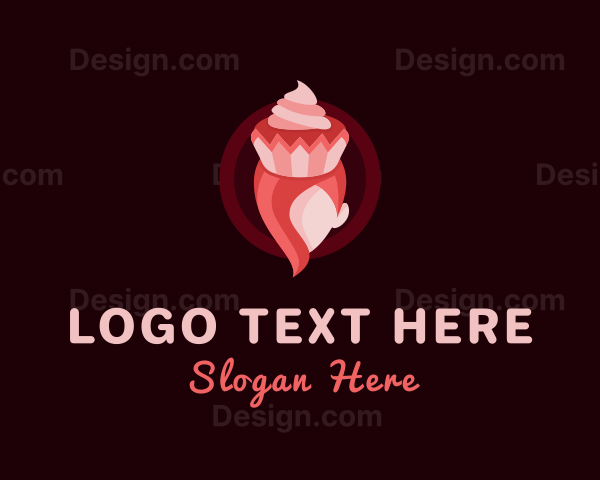 Pink Girl Cupcake Logo