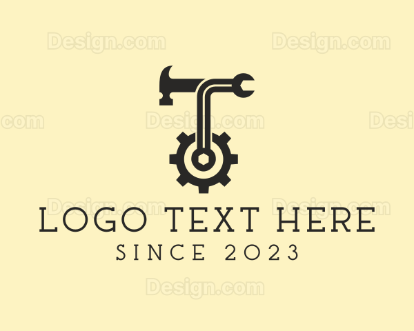 Cog Handyman Letter T Logo