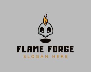 Flame Punk Skull logo design