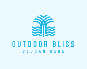 Surfing Beach Waters logo design