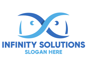 Blue Infinity Fish logo design